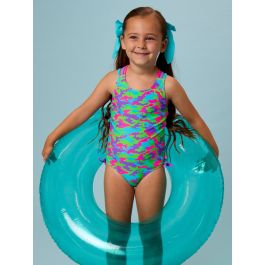Neon Camo Cross-Back One Piece Swimsuit