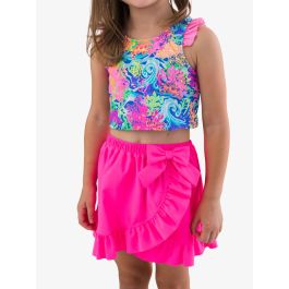 Neon Magenta Swim Bow Skirt Cover-Up