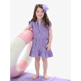 Wisteria Purple Terry Butterfly Sleeve Full Zip Cover-Up