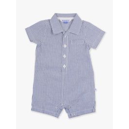 Classic Blue Seersucker Button-Up Romper