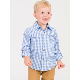 Classic Periwinkle Blue Gingham Long Sleeve Button Down Shirt