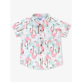Vibrant Flamingo Short Sleeve Button Down Shirt - 5