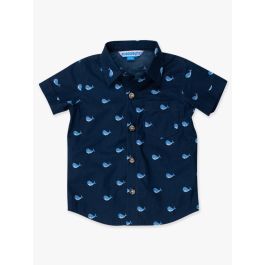 Blue Whales Short Sleeve Button Down Shirt