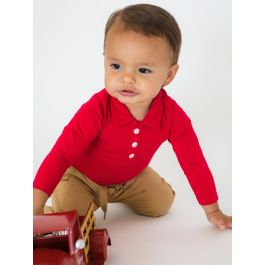 Red Knit Polo Bodysuit