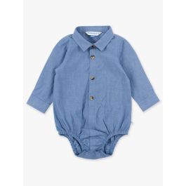 Blue Chambray Long Sleeve Button Down Bodysuit