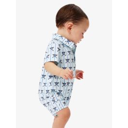Tiny Blue Batter Up Performance Polo Romper
