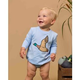 Mallard Windsurfer Blue Applique Sweatshirt Romper