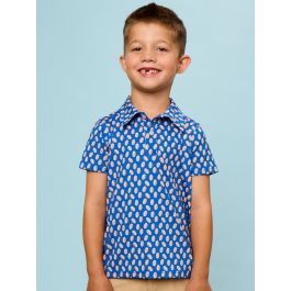 Varsity Blue Football Frenzy Knit Short Sleeve Performance Polo