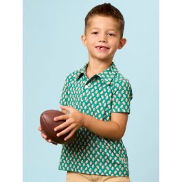 Varsity Green Football Frenzy Knit Short Sleeve Performance Polo