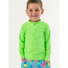 Neon Honeydew Long Sleeve Zipper Rash Guard
