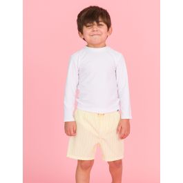 Banana Seersucker Swim Trunks