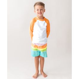 Island Rainbow Multi-Stripe Swim Trunks