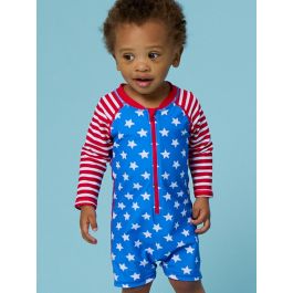 Stars & Stripes Long Sleeve One Piece Rash Guard Swimsuit