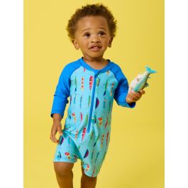 Gone Fishin Long Sleeve One Piece Rash Guard Swimsuit
