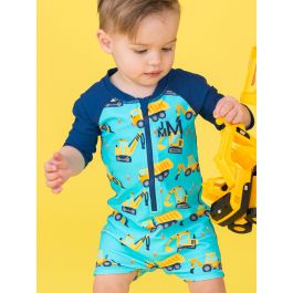 Under Construction Boys Long Sleeve One Piece Rash Guard