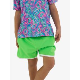 Neon Lime Performance Hybrid Dolphin Hem Swim Trunks