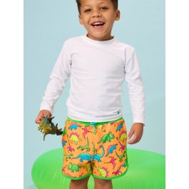 Neon Dino Performance Hybrid Dolphin Hem Swim Trunks