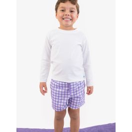Wisteria Purple Gingham Performance Hybrid Swim Trunks