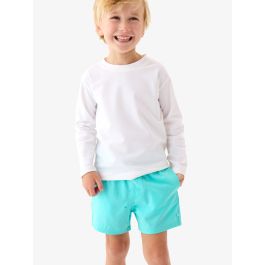Bright Aqua Fish Squad Color Changing Performance Hybrid Swim Trunks