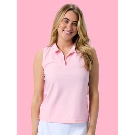 Pink Women's Sleeveless Polo Active Top