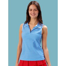 Tiny Blue Stars Women's Sleeveless Polo Active Top