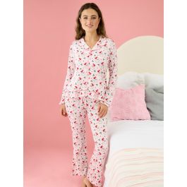 Pink Dear Santa Women's Ruffle Flare Pajama Set