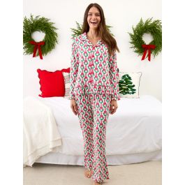 Deck The Halls Women's Ruffle Flare Pajama Set
