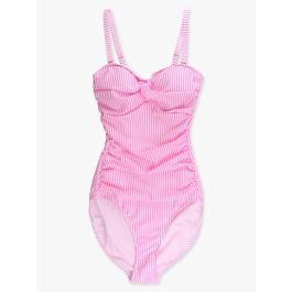 Neon Pink Seersucker Seersucker Women's Convertible Bandeau One Piece Swimsuit