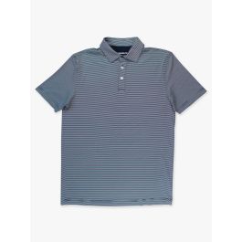 Navy Micro Stripe Men's Knit Short Sleeve Performance Polo