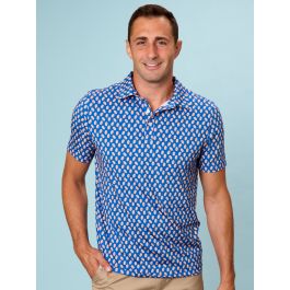 Varsity Blue Football Frenzy Men's Knit Short Sleeve Performance Polo