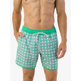 Pink Coastal Cane Men's Performance Dolphin Hem Swim Trunks