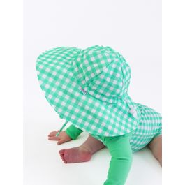 Spring Green Gingham Printed Sun Protective Hat