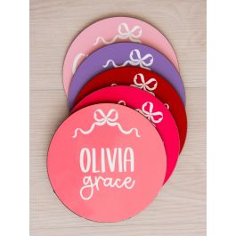 Bubblegum Pink Bow Personalized Baby Name Sign 