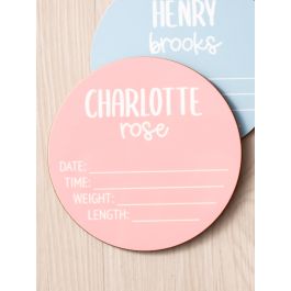Pink Birth Stats Personalized Baby Name Sign 