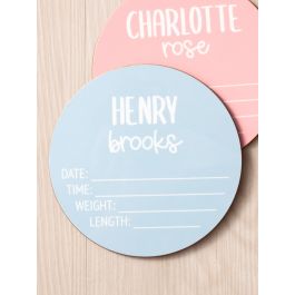 Light Blue Birth Stats Personalized Baby Name Sign 