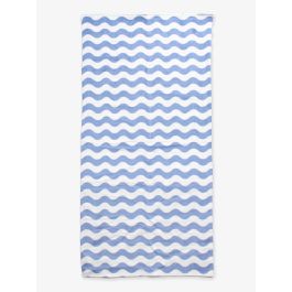 Periwinkle Blue Wavy Stripe Printed Beach Towel