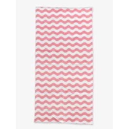 Bubblegum Pink Wavy Stripe Printed Beach Towel