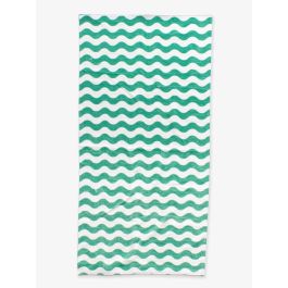 Bright Green Wavy Stripe Printed Beach Towel