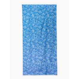Bright Aqua Enchanted Flowers Printed Beach Towel