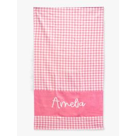 Bubblegum Pink Gingham Personalized Beach Towel