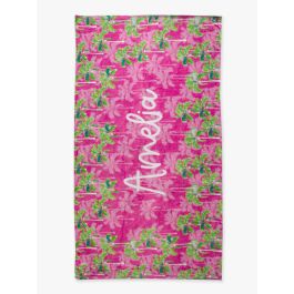 Neon Palm Paradise Personalized Beach Towel