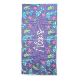 Neon Fin Friends Personalized Beach Towel