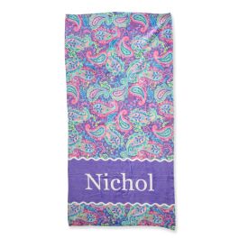 Neon Paisley Pop Personalized Beach Towel