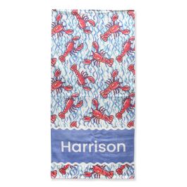 Blue Lobster Lagoon Personalized Beach Towel