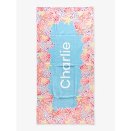 Sunset Seashells Personalized Beach Towel