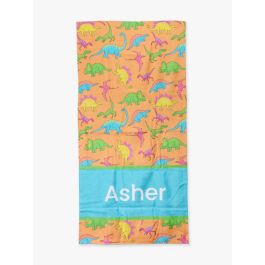Neon Dino Personalized Beach Towel