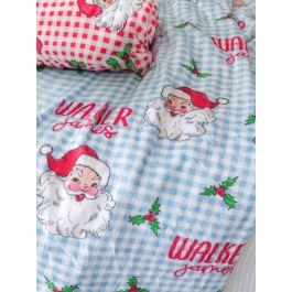 Blue Dear Santa Printed Personalized Plush Minky Blanket