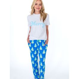 Blue Twinkling Trees Adult Pajama Pants