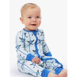 Blue Batter Up Convertible One Piece Pajama, Bamboo Viscose