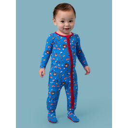 Blue Stars & Strikes One Piece Footie Pajamas